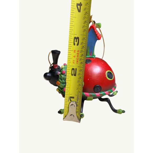 Ladybug Christmas Ornament With Birdhouse & Festive Accents - Picture 11 of 12